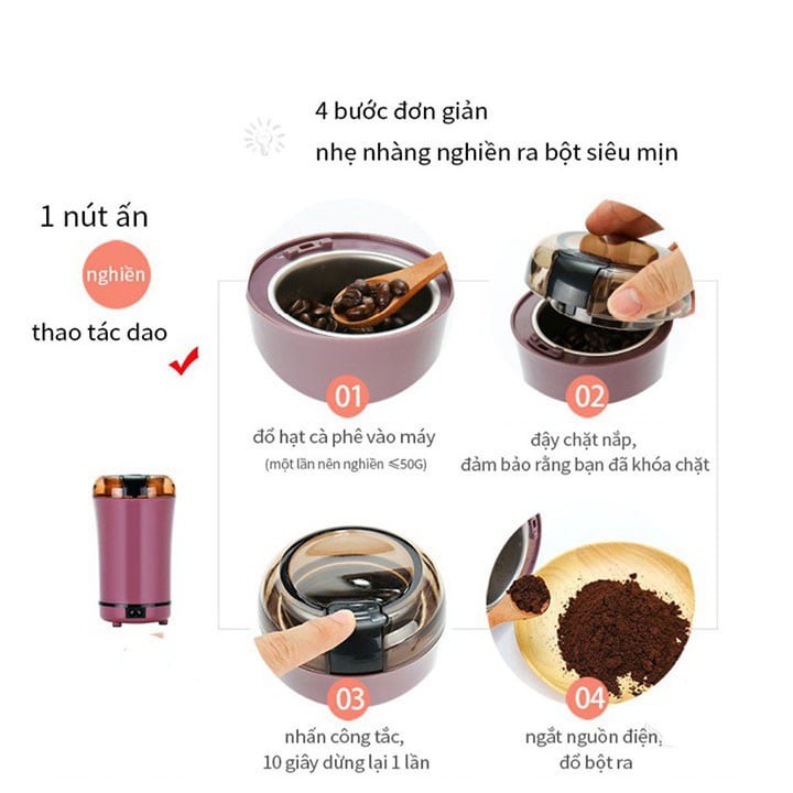 Máy Nghiền Bột [Thực phẩm cứng] Đa Năng Mini, Máy Xay Ngũ Cốc, Cafe Siêu Tốc