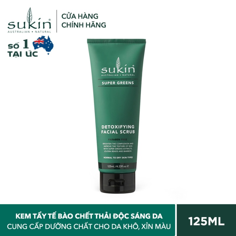 Kem Tẩy tế Bào Chết Thải Độc Dành Cho Da Mặt Sukin Super Greens Detoxifying Facial Scrub 125ml
