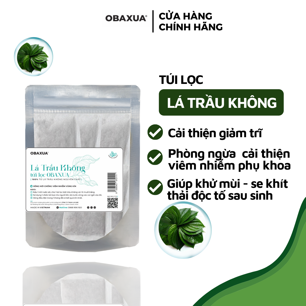 BỘT LÁ TRẦU KHÔNG (DẠNG TÚI LỌC) - OBAXUA