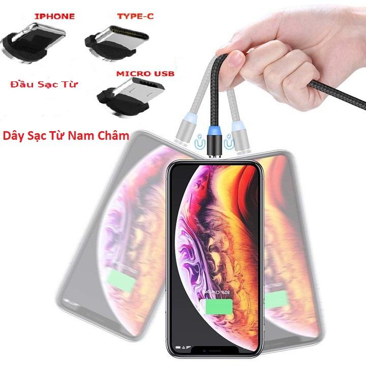 Cáp Sạc Nhanh Từ Tính Cổng Micro Usb Type C Cho Điện Thoại Android, Iphone...