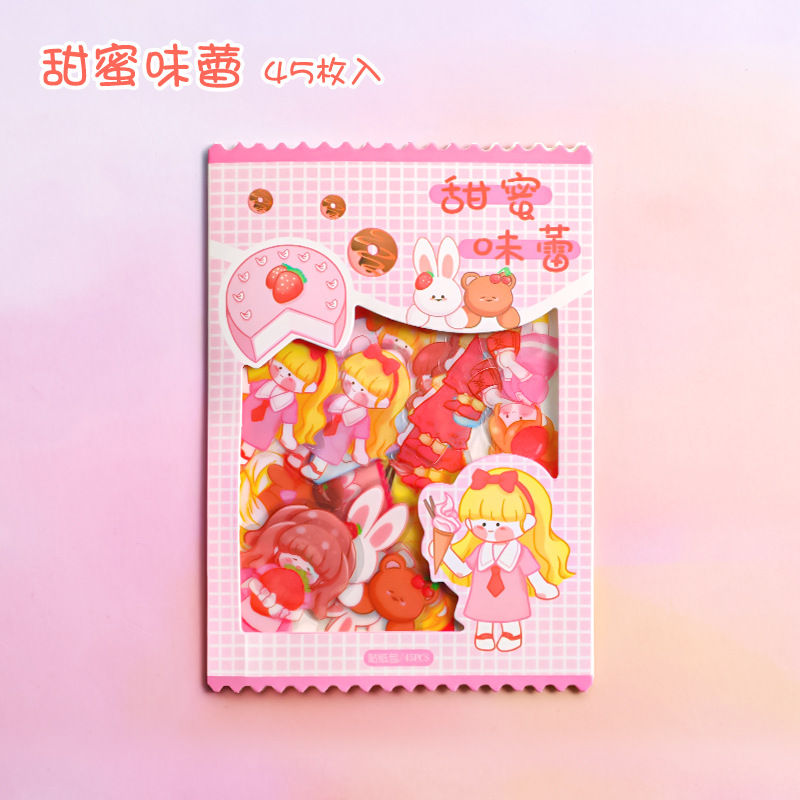 Set 45 tấm sticker cute , hình dán dễ thương , bộ miếng dán sticker trong suốt , trang trí sổ