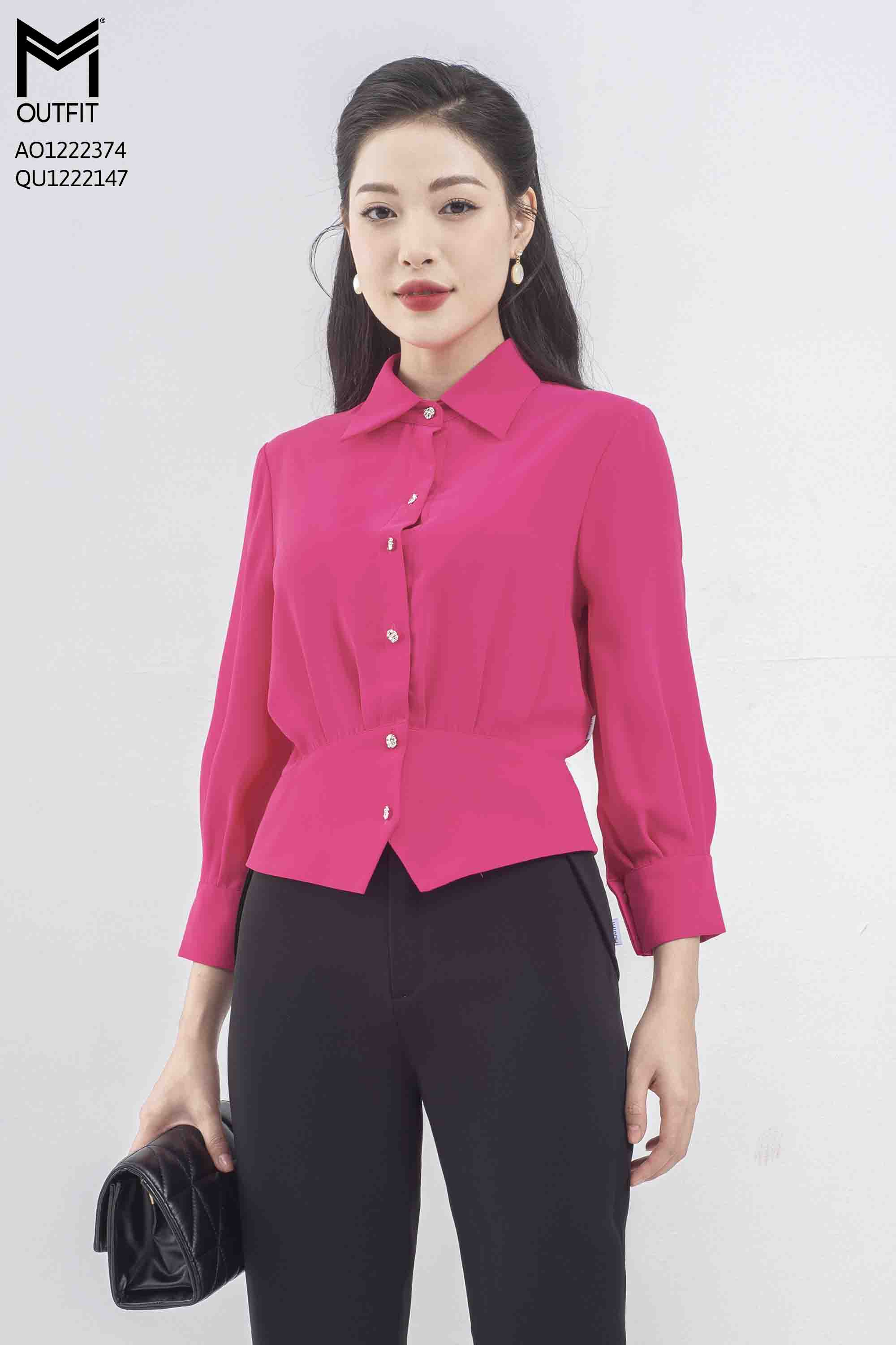 Áo sơ mi dáng croptop, tay lỡ -Mmoutfit