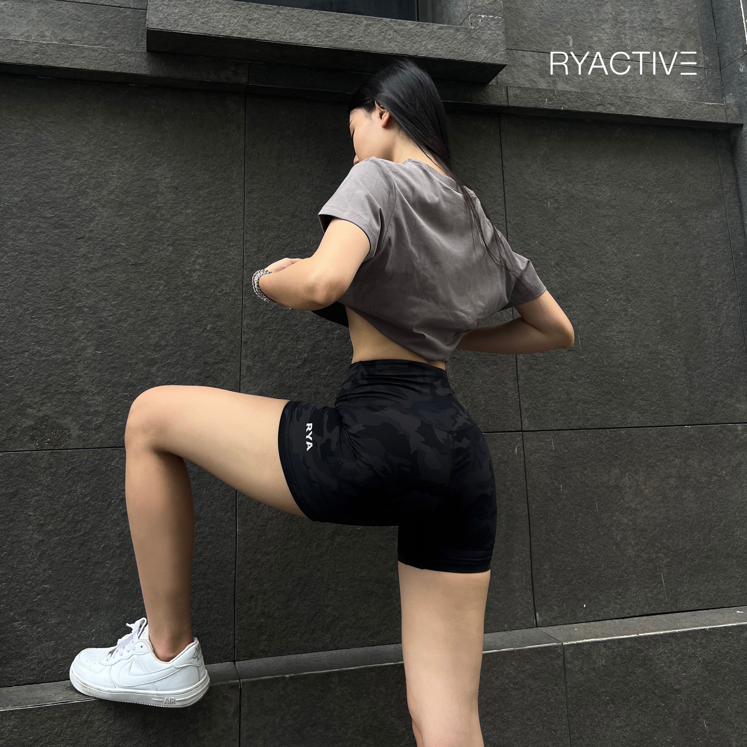 Quần biker ngắn thể thao RYACTIVE - MEDIUM BIKER Camo
