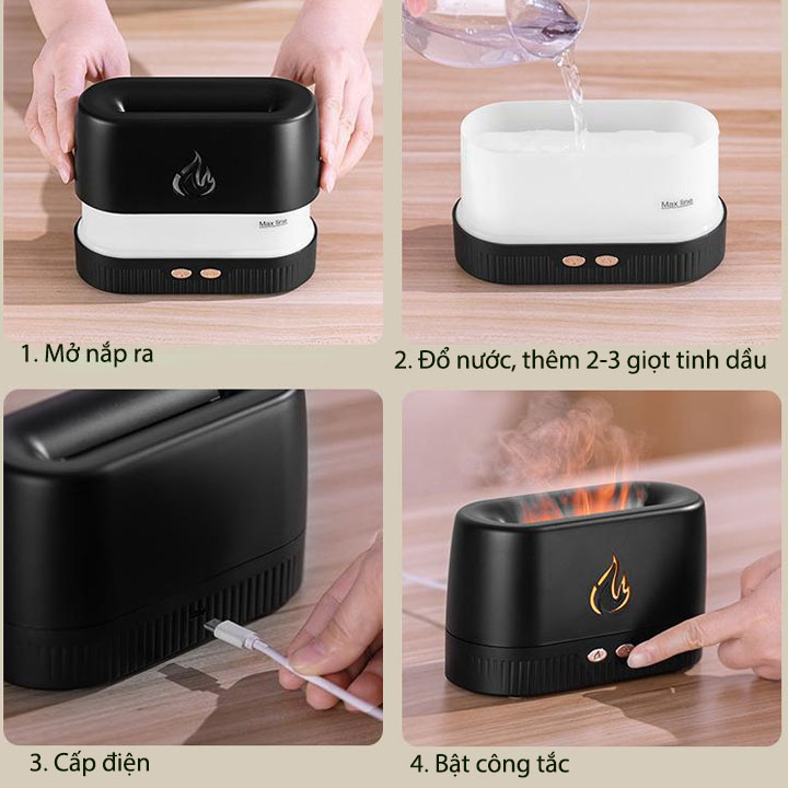 Máy xông tinh dầu hiệu ứng ngọn lửa rất đẹp