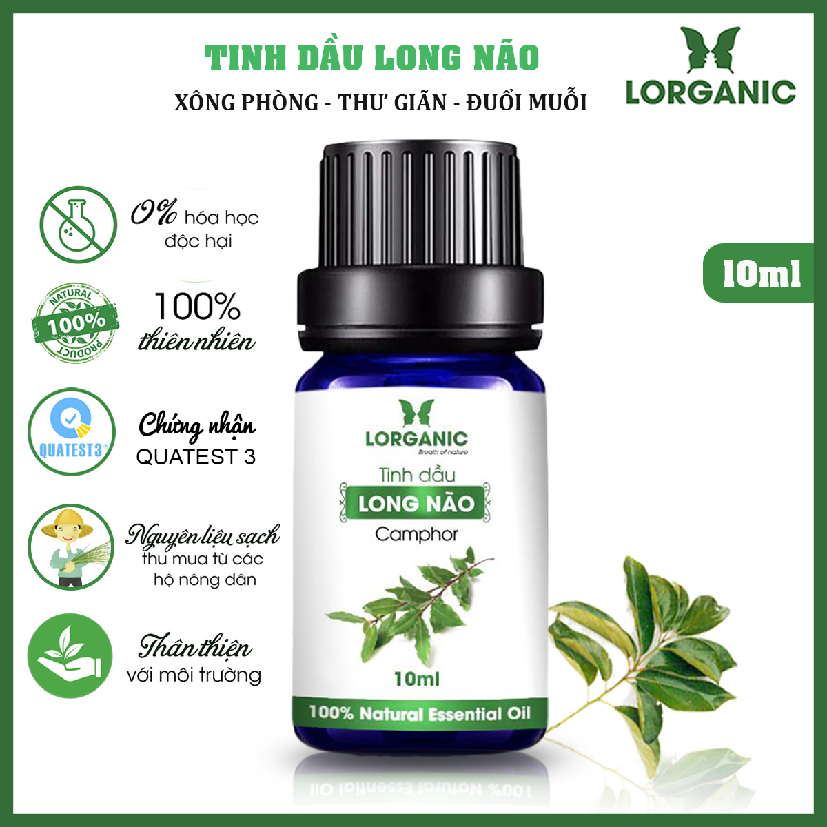 [HCM]Tinh dầu long não Lorganic Camphor 10ml, 50ml