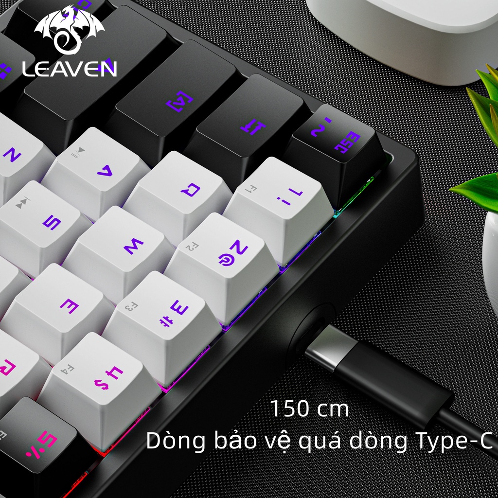 [FREESHIP MAX] Bàn phím cơ gaming LEAVEN K620 Led RGB 61 phím blue swith có Hotwaps chơi game dùng văn phòng siêu đẹp bảo hành 12 tháng-Toàn Lộc Computer