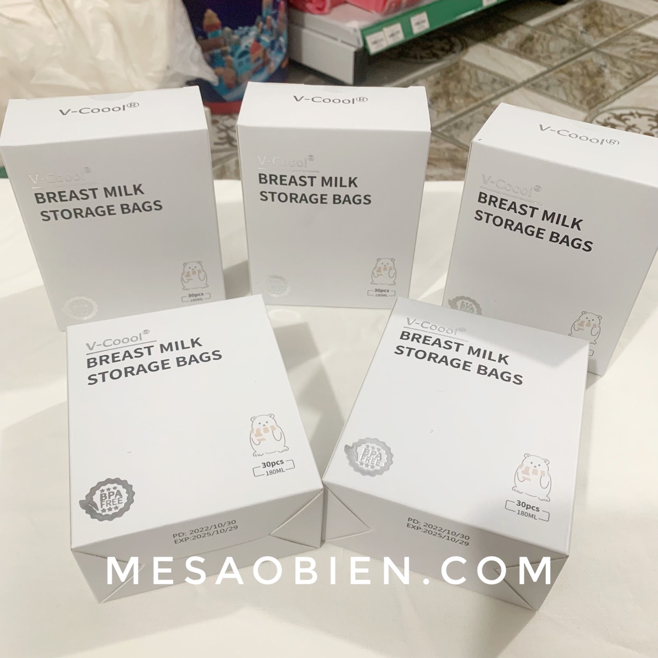 Hộp 30 túi trữ sữa Vcoool Vcool 180ml có vòi