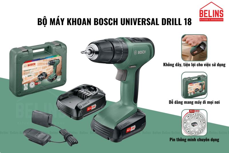 [BELINS] Bộ Máy Khoan Bosch Universal Drill 18