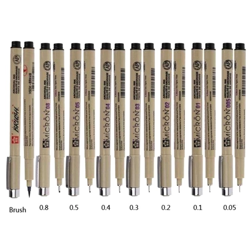Bút kim vẽ kỹ thuật PIGMA MICRON (chọn size 003, 005, 01, 02, 03, 04, 05, 08, Brush)