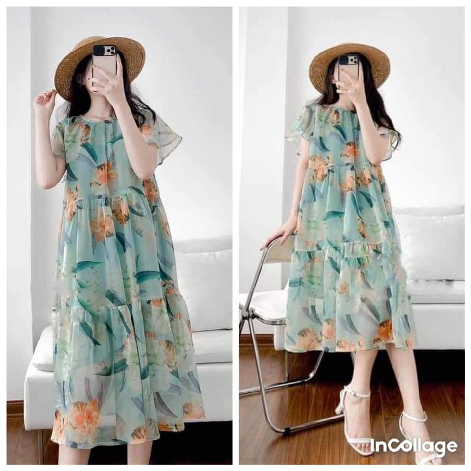 Váy bầu thời trang công sở đẹp sang chảnh chất voan lụa