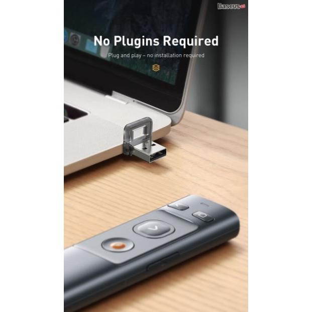 Bút Laser trình chiếu Baseus Orange Dot Wireless Presenter cho Laptop/ Macbook (100m. 2.4Ghz USB/Type-C Receiver...)