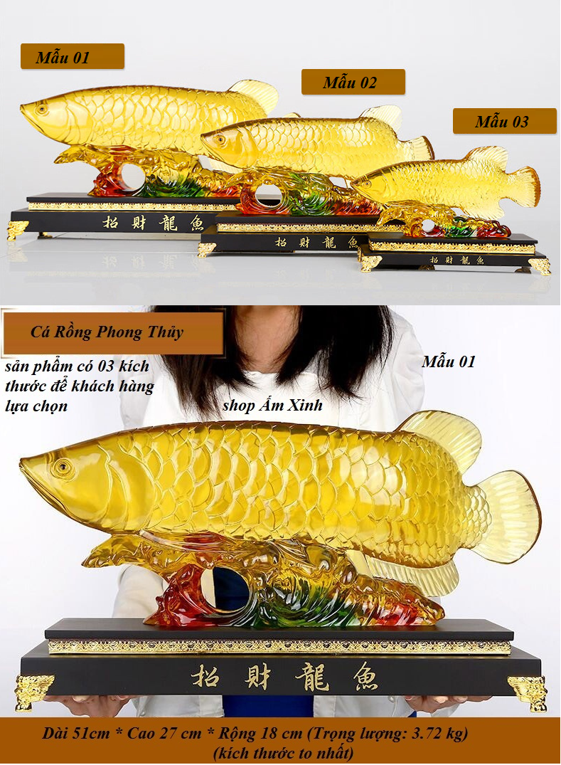 Tượng Cá Rồng Vàng Phong Thủy