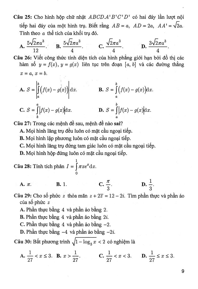 Bộ Đề Trắc Nghiệm Môn Toán 12