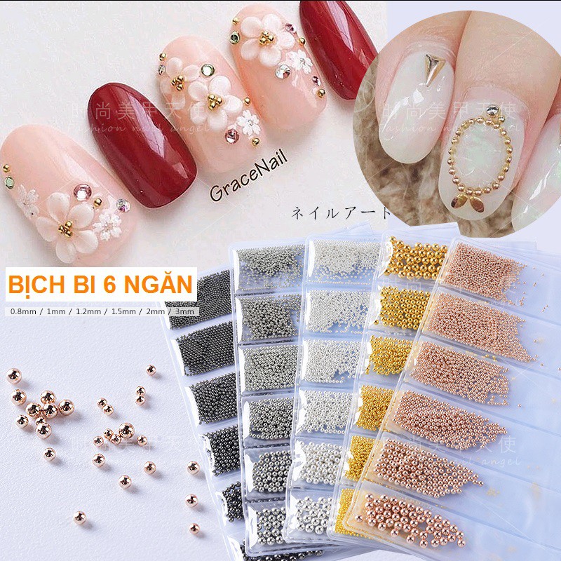 Bịch bi kim loại 6 ngăn trang trí móng