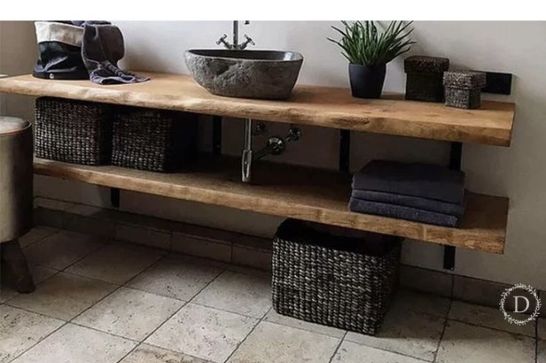 Kệ âm tường cạnh gỗ vỏ tự nhiên ( một cạnh vỏ gỗ tự nhiên )