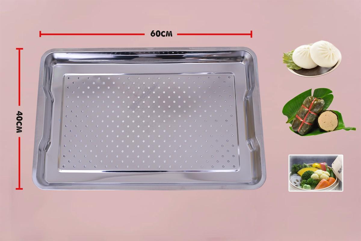 Khay cơm phẳng inox có lổ kích thước 40x60cm