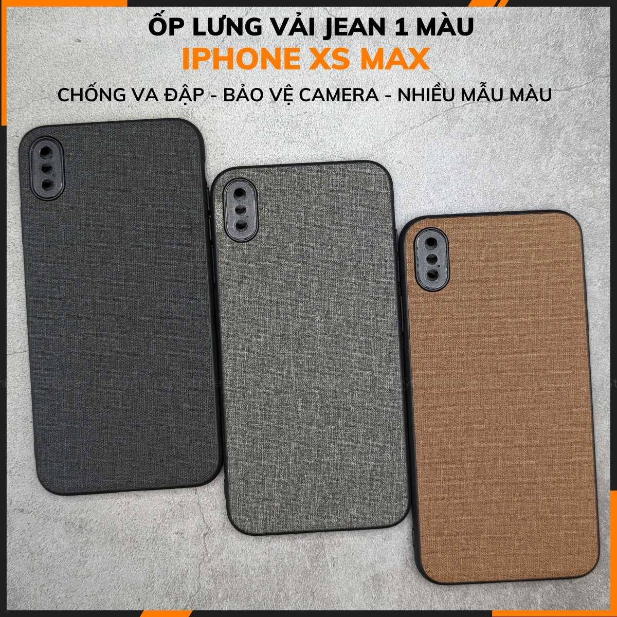 Ốp lưng iPhone XS Max vải Jean (full màu)