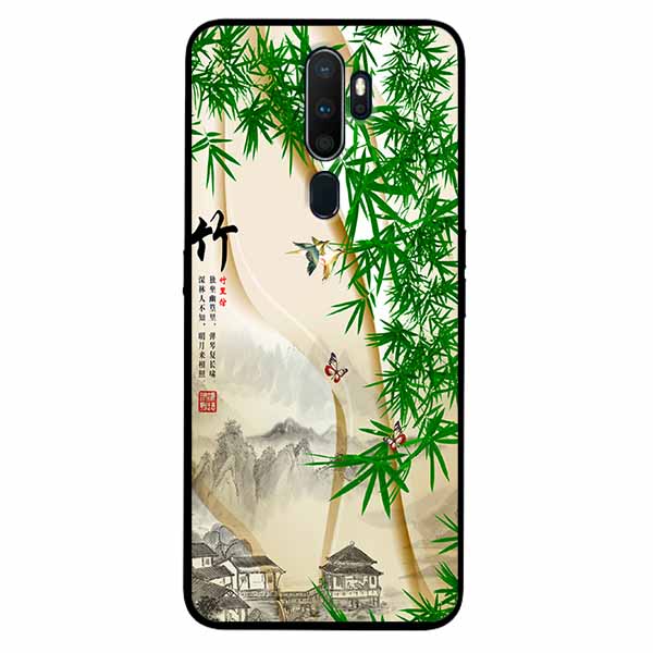 Ốp Cường Lực Dẻo Đen Dành Cho Oppo A9 2020 - A5 2020 Mẫu Tranh Làng Tre