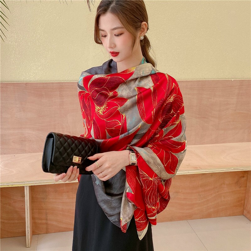 Khăn choàng cổ lụa tơ tằm cao cấp - Mẫu 2022