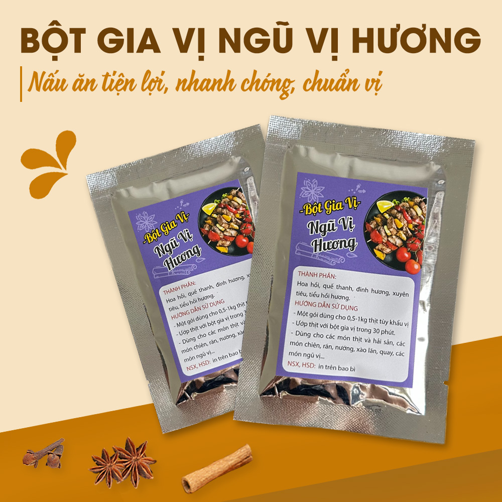 Bột ngũ vị hương, bột gia vị nấu ăn, dùng cho chiên, xào, tẩm ướp thịt nướng thơm ngon, chuẩn vị