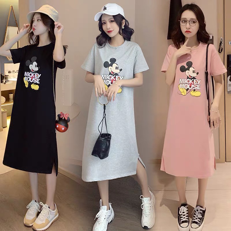 Đầm suông cotton Mickey Mouse đa phong cách TTSLA0177