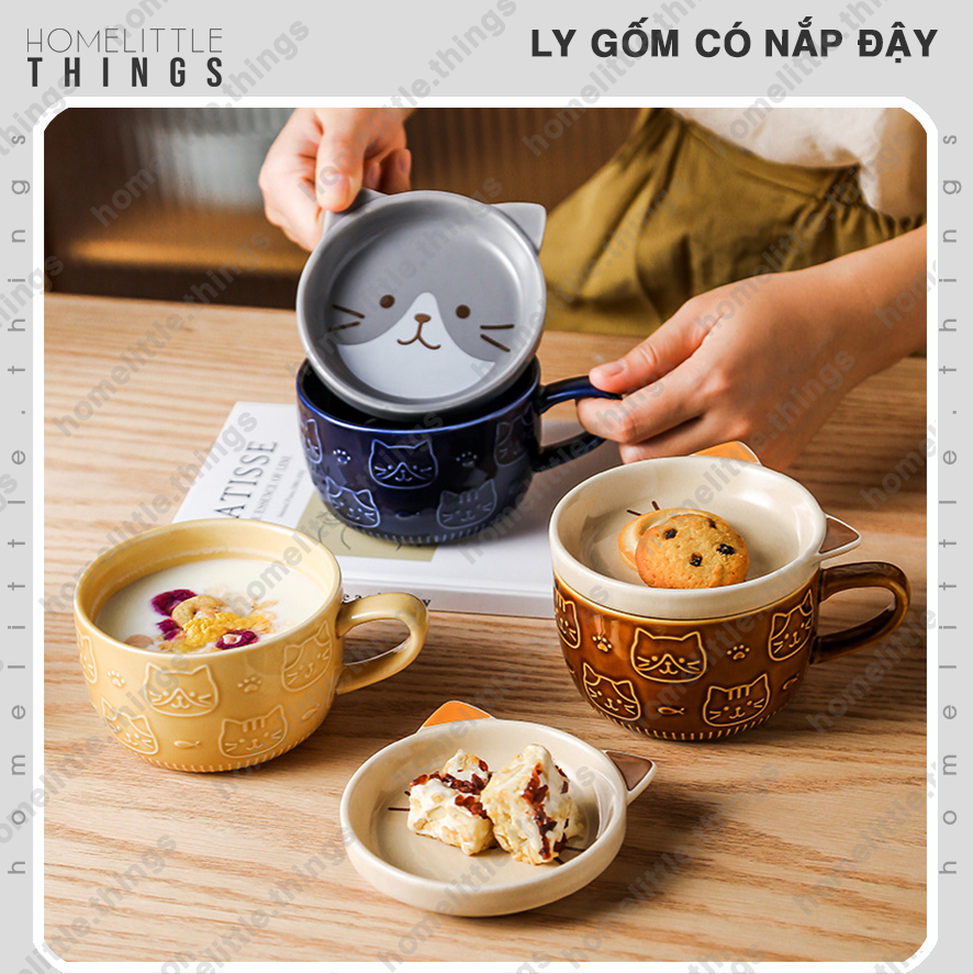 Ly, cốc gốm có kèm nắp đậy