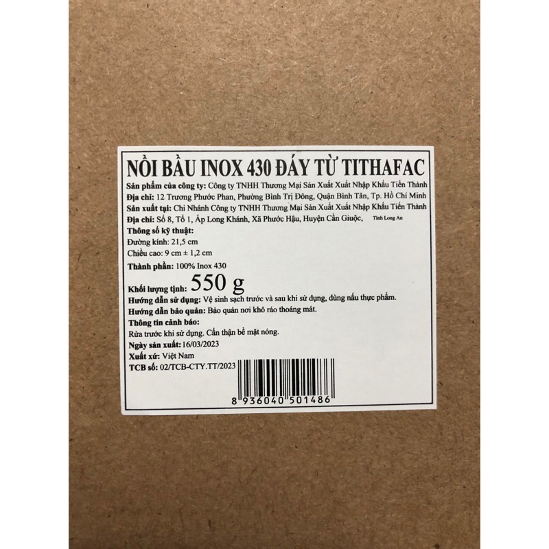 NỒI BẦU INOX 430 ĐÁY TỪ TITHAFAC