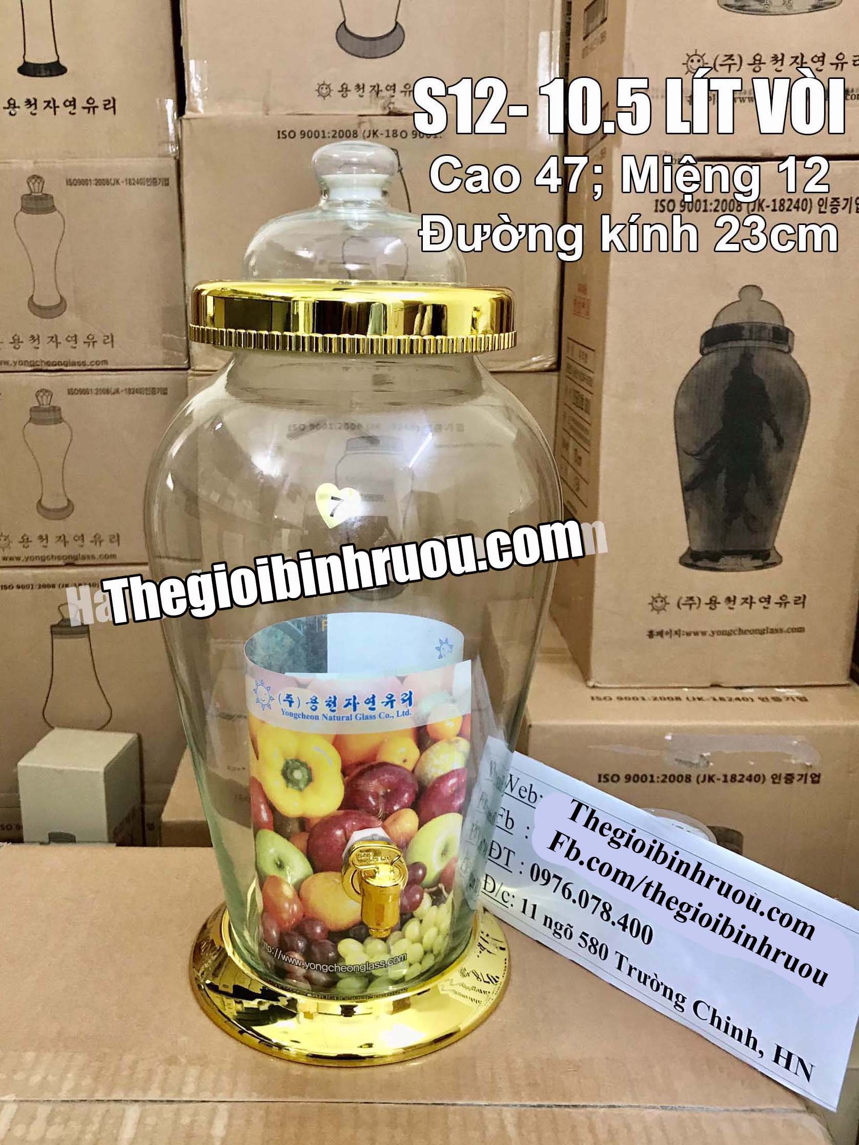 Bình ngâm rượu hàn quốc 10.5 lít