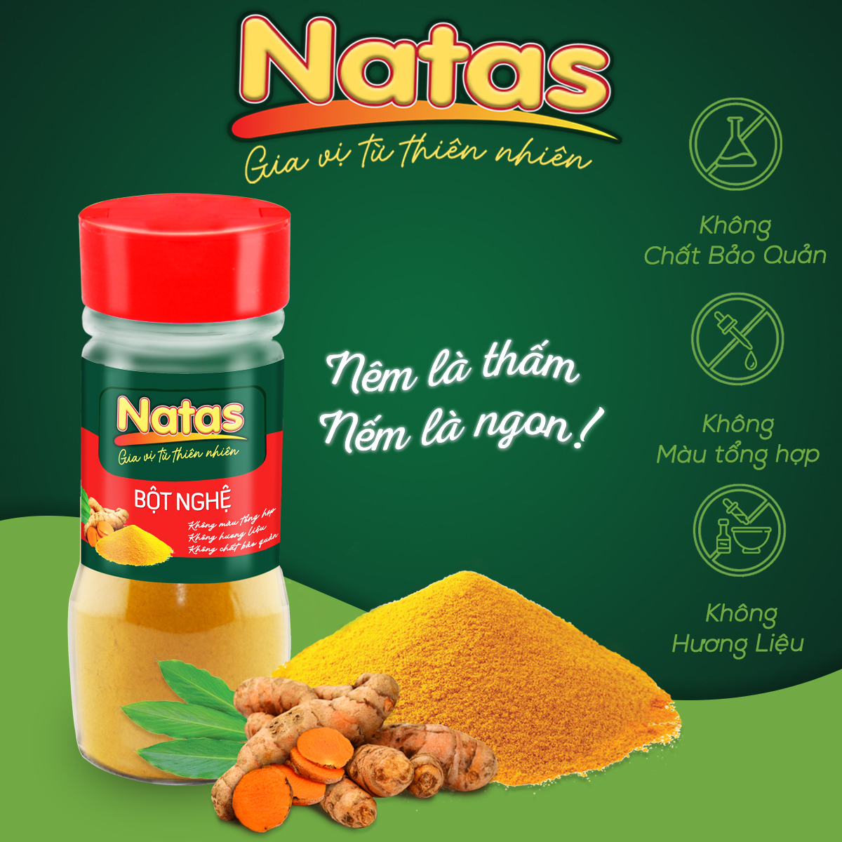 BỘT NGHỆ NATAS gia vị tiện dụng (hũ 40g)