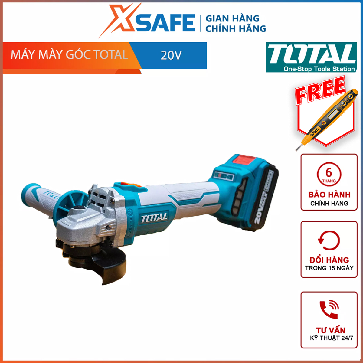 Angle grinder battery total TAGLI1002 cutting machine building material handheld brushless, battery-powered 20V no-load speed: 9000/min high performance at