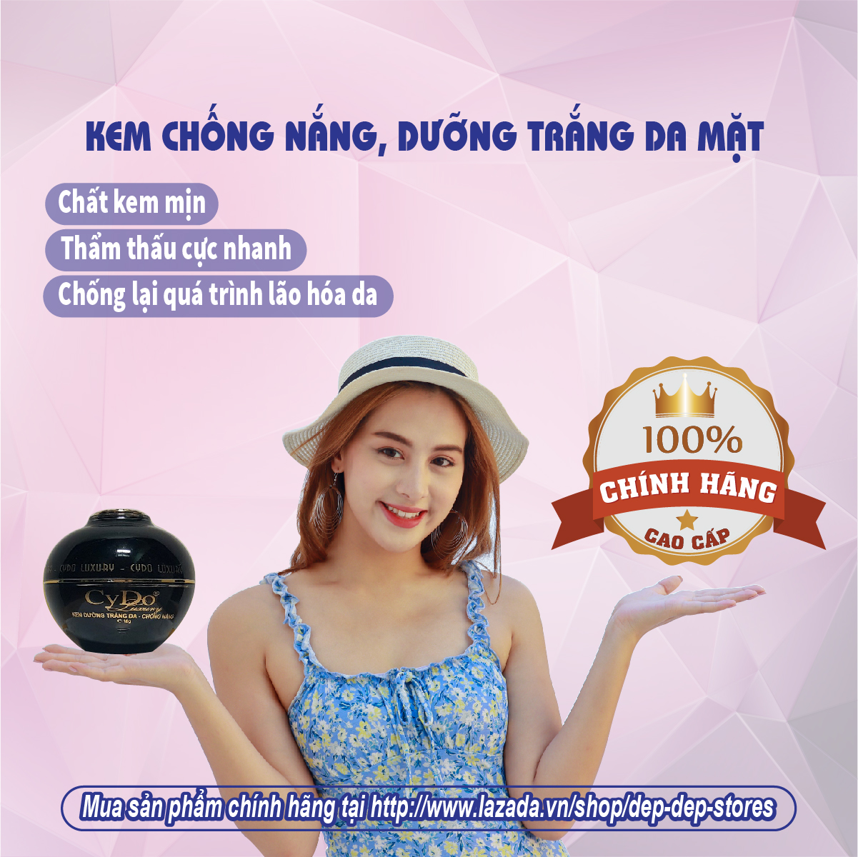 Kem Chống Nắng Da Mặt SPF 50+/PA+++ Luxury CyDo 16Gram