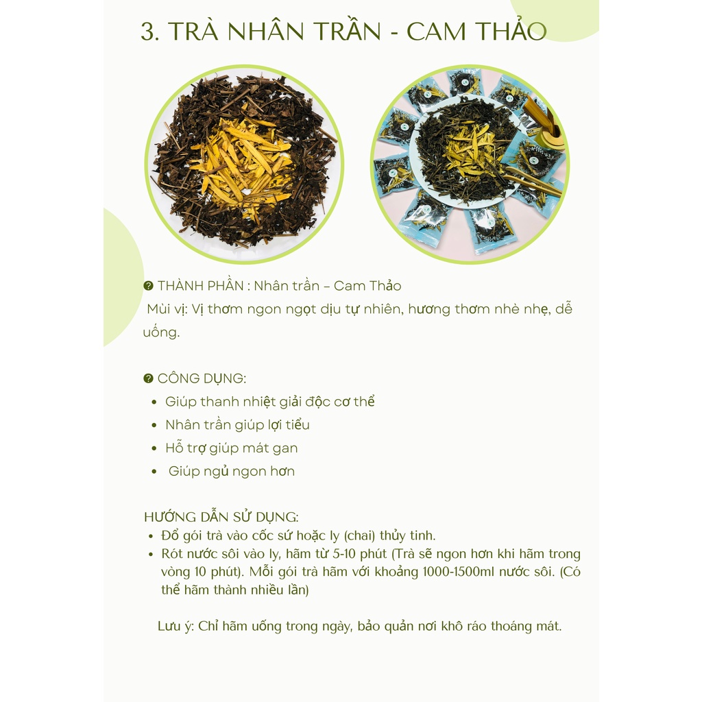 Set 30 gói Trà Nhân Trần Cam Thảo