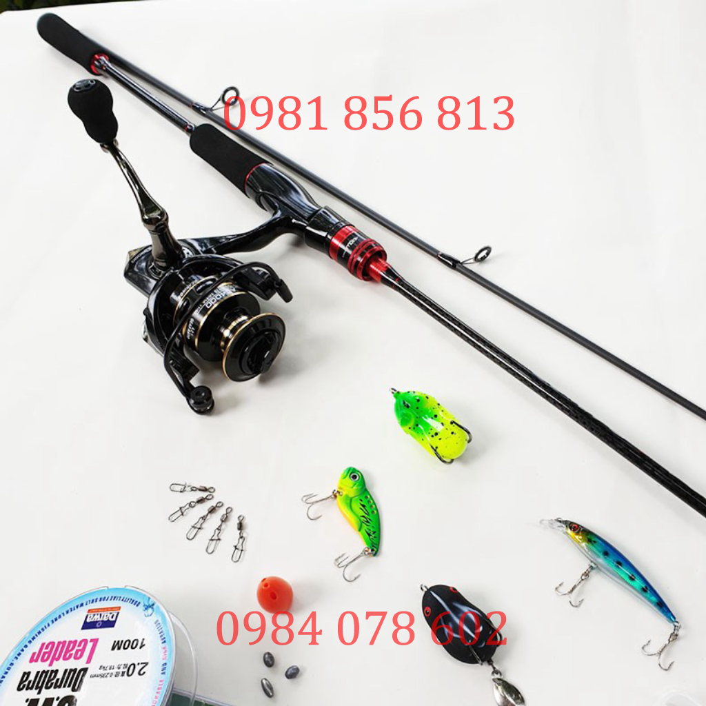 (sale) Bộ cần câu cá lure máy đứng 1.68m - 1.8m - 2.1m - 2.4m + Máy kim loại + dây câu lure + hộp mồi lure B-lu-D01 uy