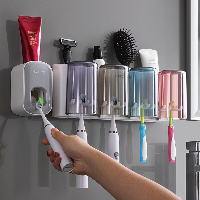 COMBO KỆ ĐỰNG 4 CỐC MÃ E1926 VÀ 1 NHẢ KEM ĐÁNH RĂNG ECOCO CAO CẤP