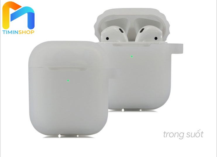 Ốp Airpods 1/ Airpods 2 chất silicone trơn - Tặng kèm móc treo