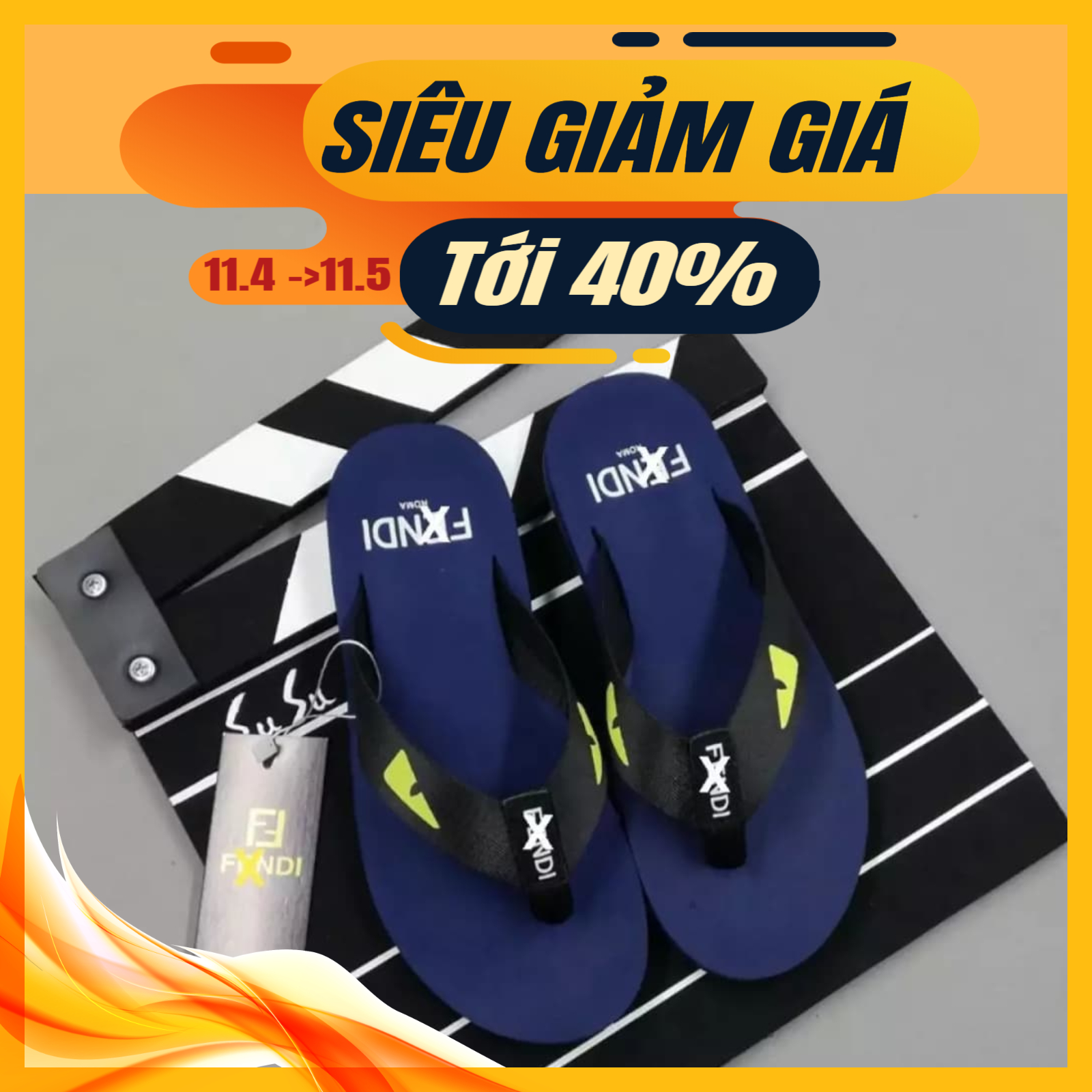 Dép kẹp nam mắt cáo F.D ( Màu Cam)