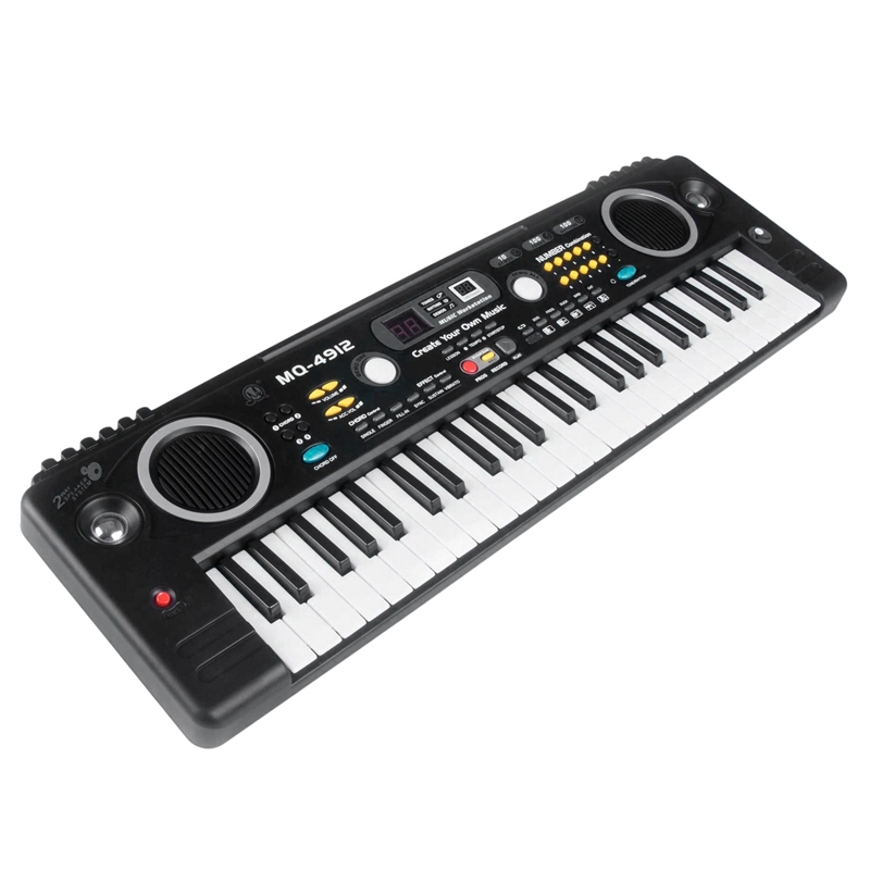 MQ Mq-4912 49 Key Music Digital Electronic Keyboard Piano with Microphone- Portable for Kids & Beginners,Us Plug