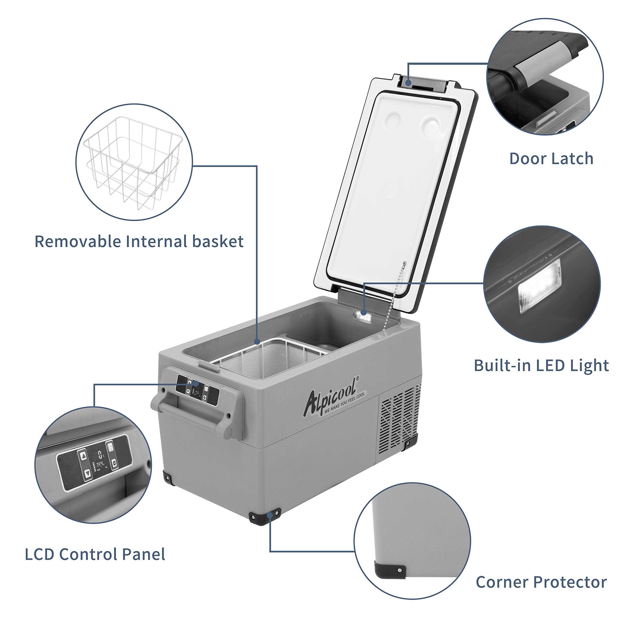 Tủ lạnh mini dùng trên ô tô gia đình Alpicool CF35 Tủ lạnh di động 12 Volt