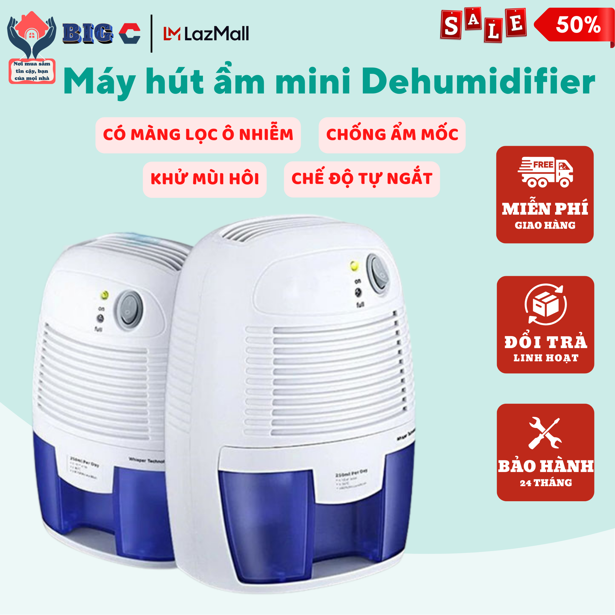 Máy hút ẩm mini, sử dụng cho phòng từ 10 - 15m2, bảo hành chính hãng kaw