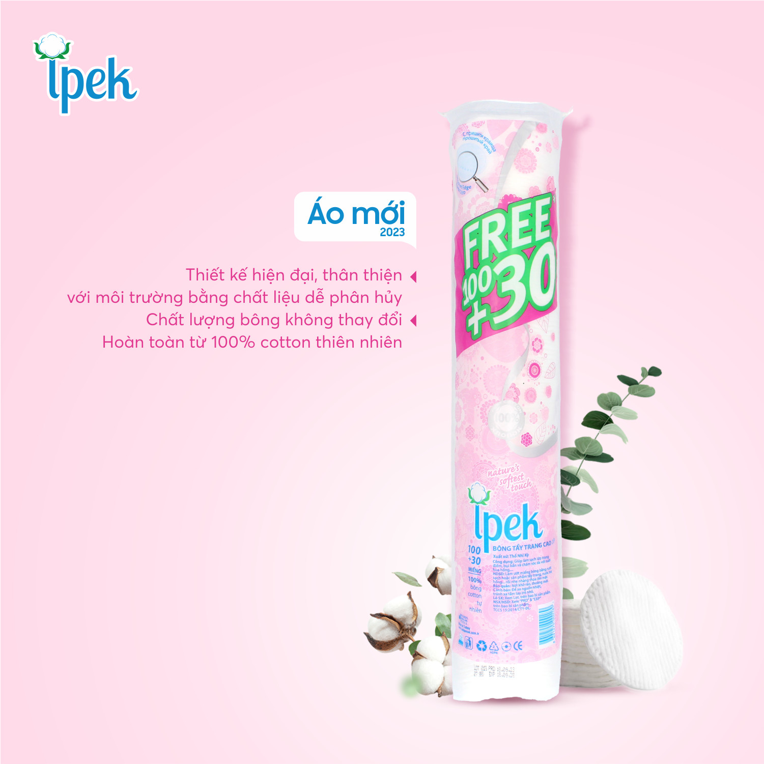 [Free Mask] Combo of 5 Ipek Makeup Remover Pads, 130 Pieces (5X130 Pieces)