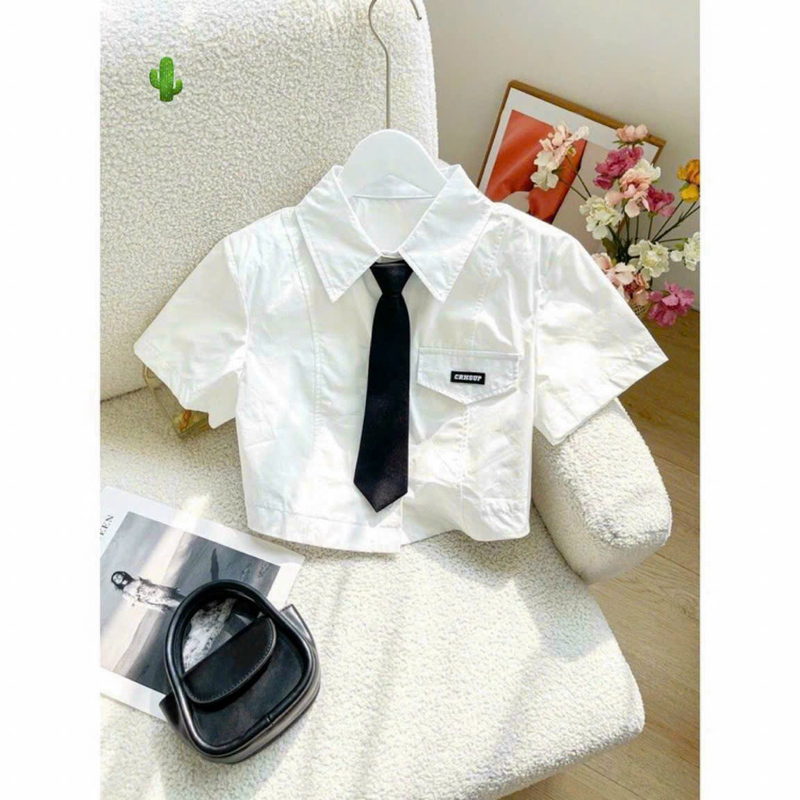 [HCM]ÁO sơ Mi Ngắn Tay Phối Cavat