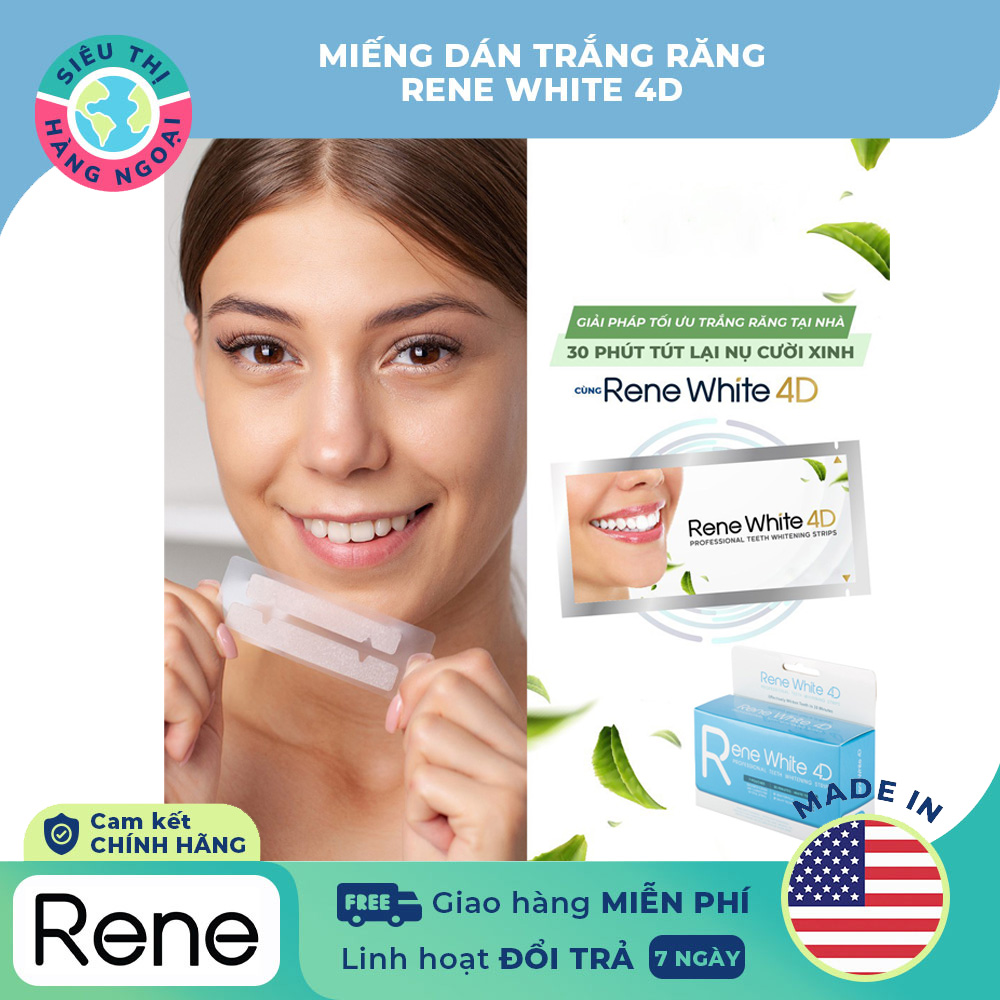 [HCM]Miếng dán trắng răng Rene White 4D Made in USA (được bán bởi Siêu Thị Hàng Ngoại)