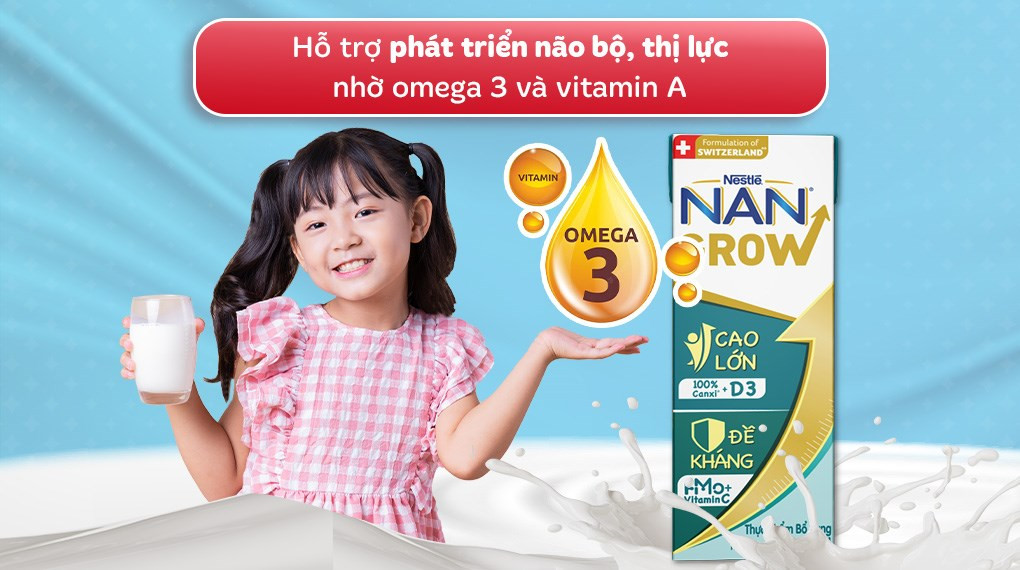 Combo 6 Lốc sữa pha sẵn Nestlé Nan Grow 180ml (24 hộp)