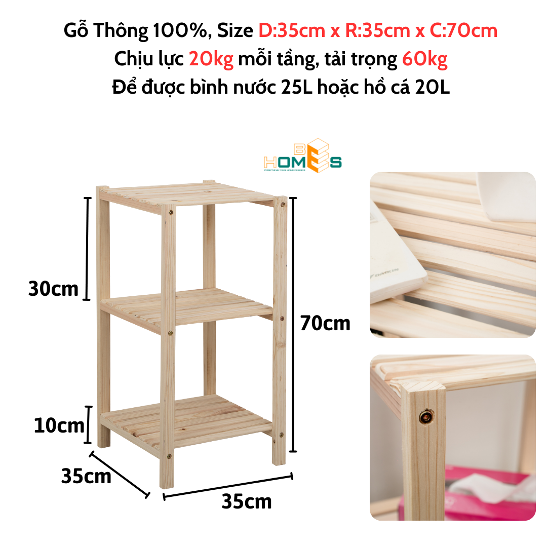 Kệ tab đầu giường Behomes 3 tầng