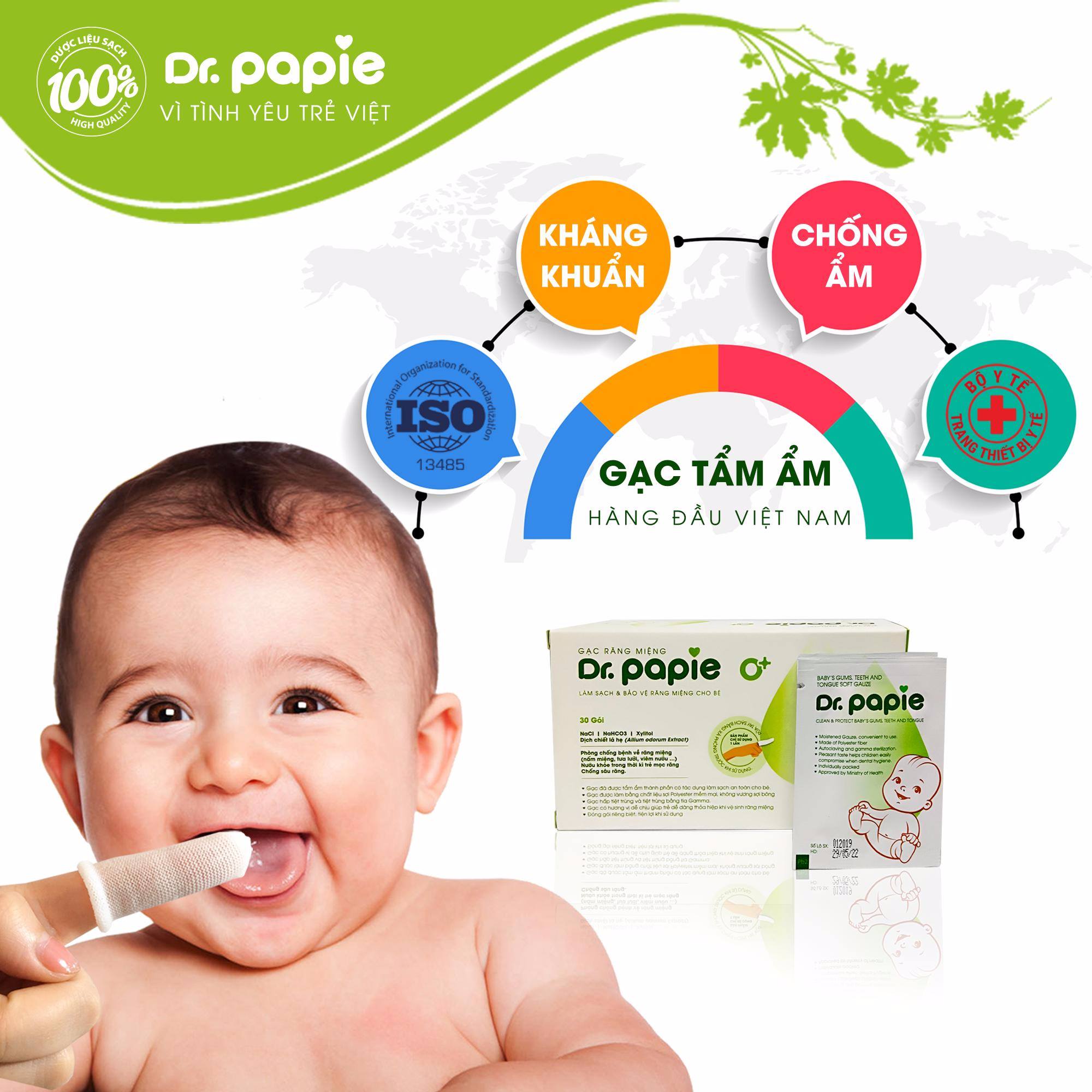 Gạc rơ lưỡi Dr.Papie (30 miếng/hộp)