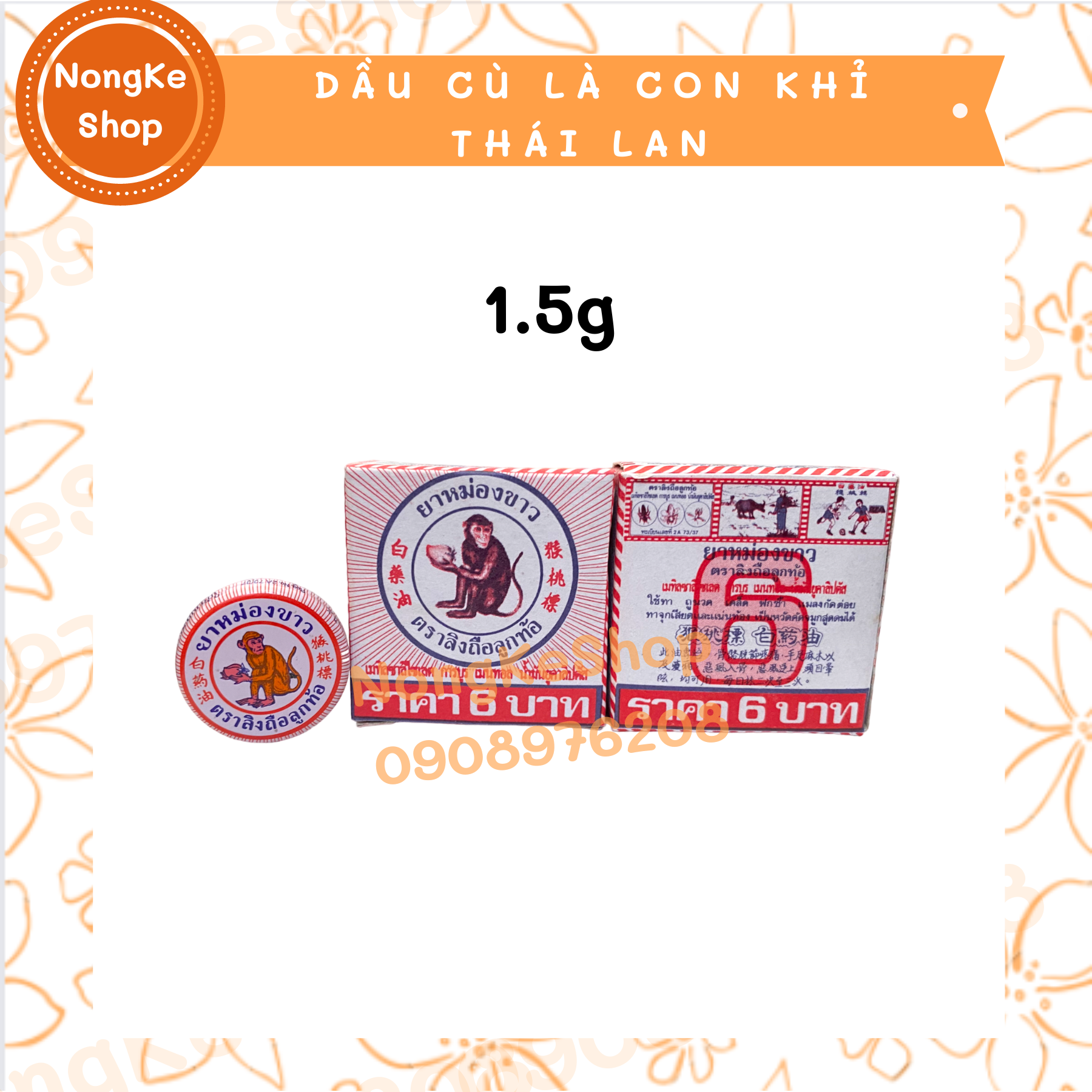 Dầu cù là con khỉ monkey balm 1.5g thái lan