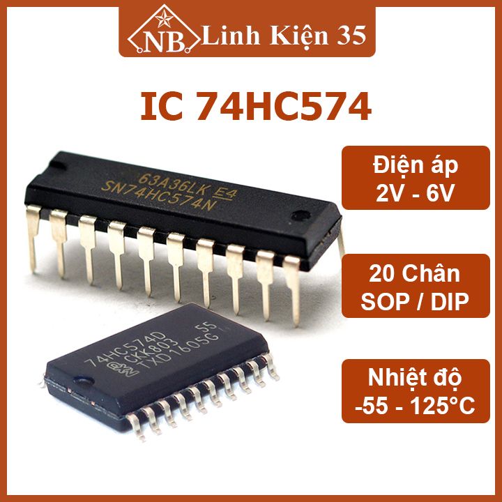 Ic chức năng 74HC574 DIP20/SOP20 Octal D-type F/F Edge-Trigg. Tri-State