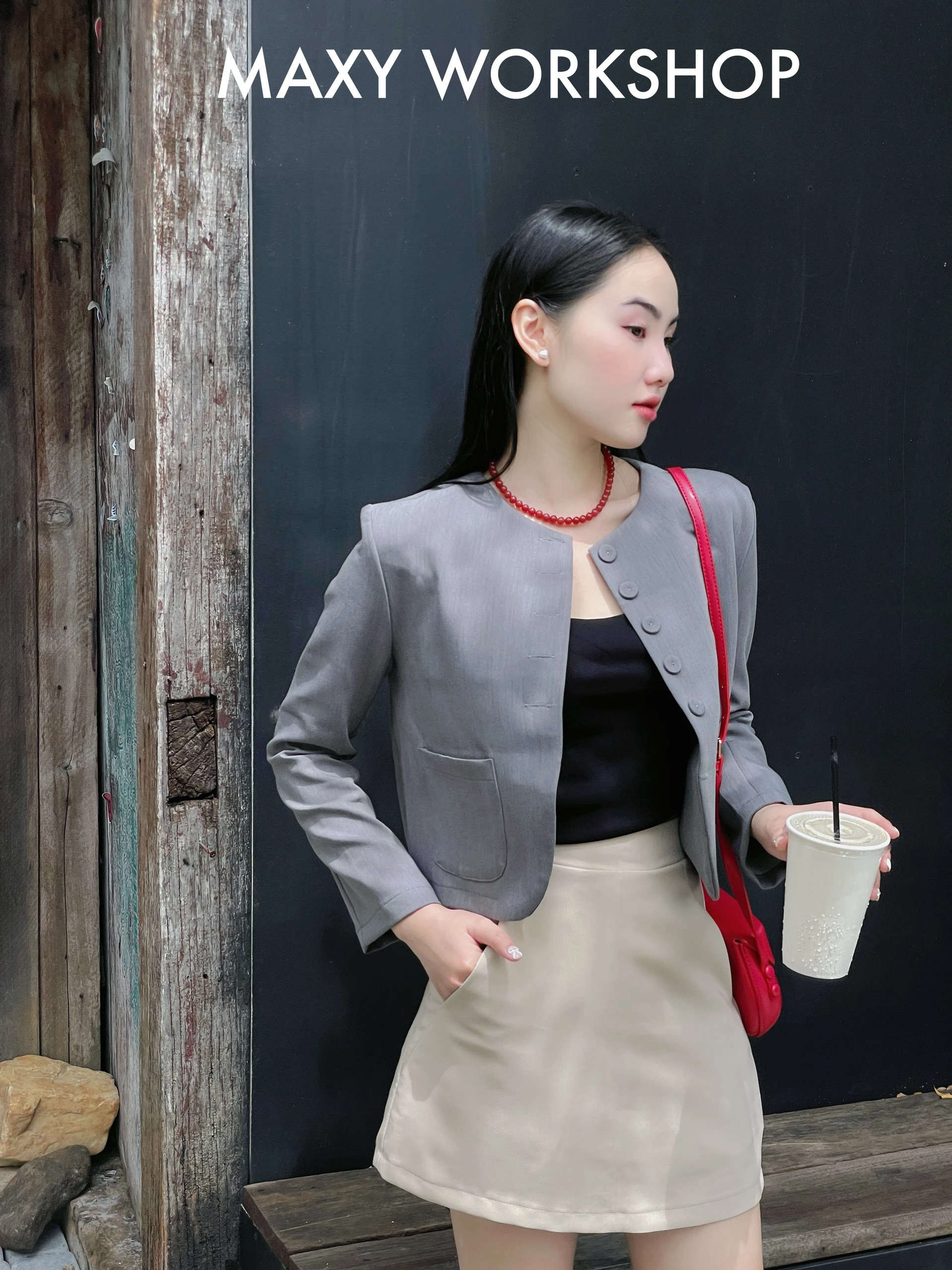 Áo khoác nữ tay dài dáng Croptop Cropped Jacket Maxy Workshop
