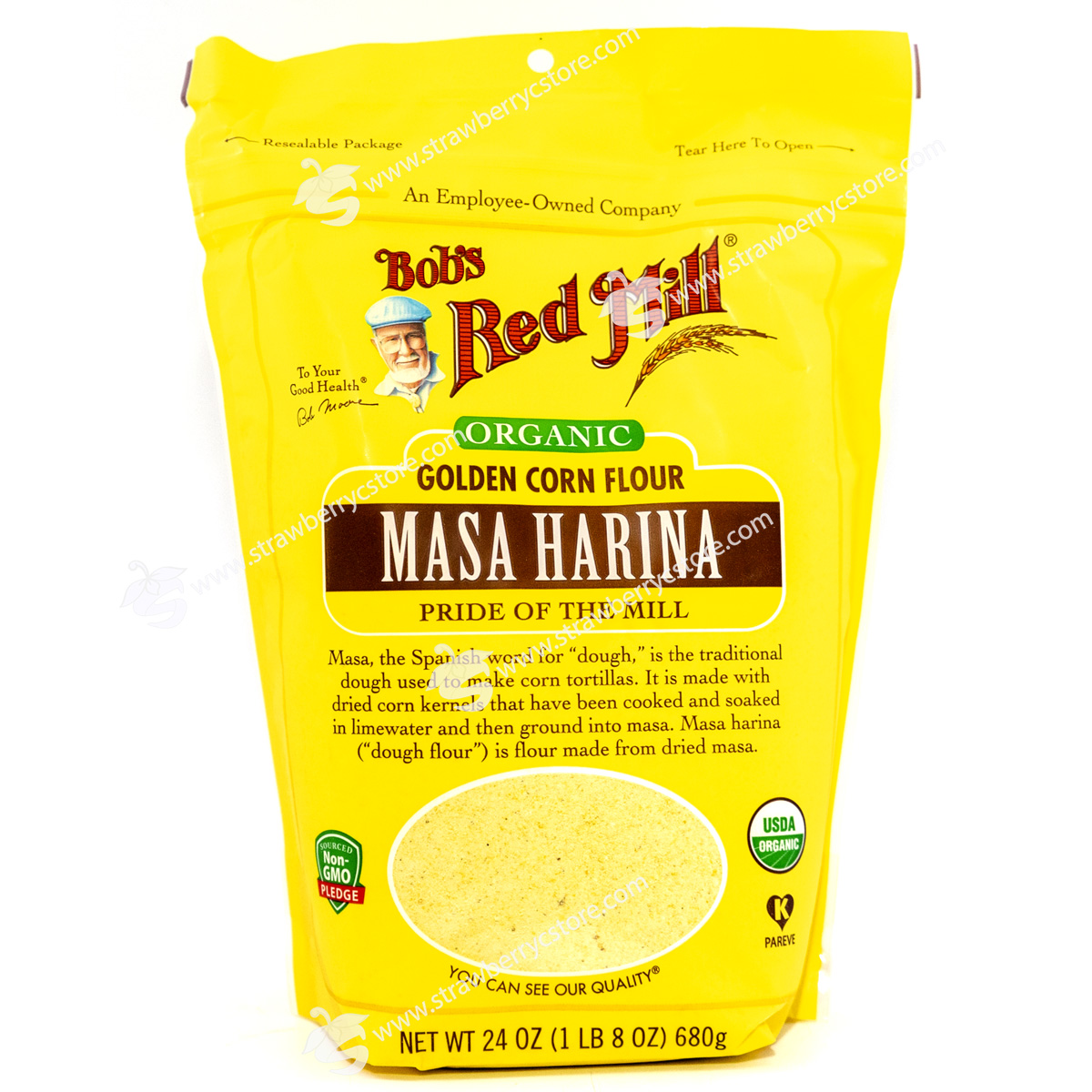 Bột Bắp (Ngô) Vàng Dùng Làm Bánh Tortilla Hữu Cơ Bob's Red Mill Organic Golden Masa Harina Corn Flour, Gói 680g (24 Oz.)