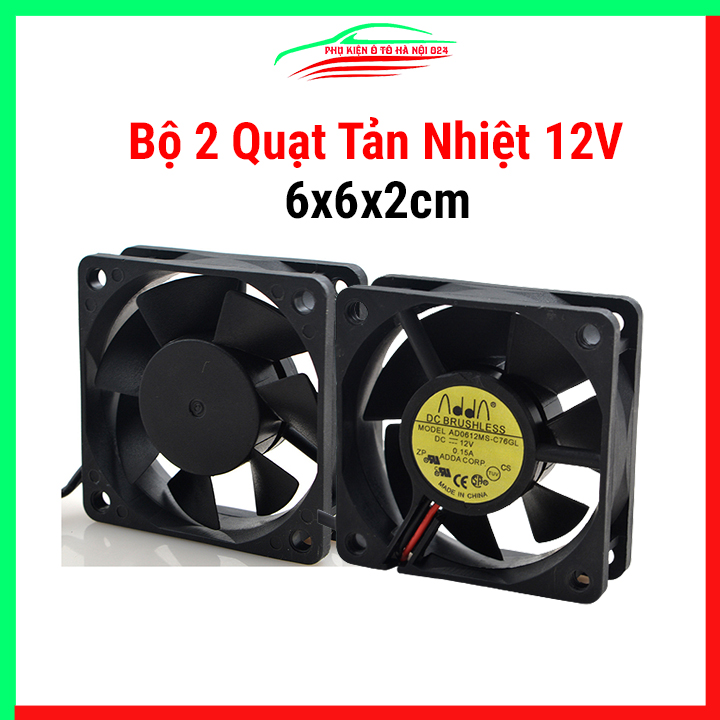 Bộ 2 quạt tản nhiệt Brushless 12V tốc độ cao 6x6x2cm 0.16A hàng bãi